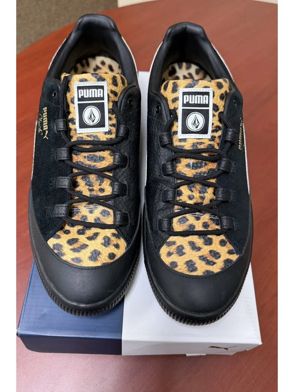 Size 12 PUMA Clyde RT x Volcom x Billy's Leopard Print - Black NEW WITH BOX